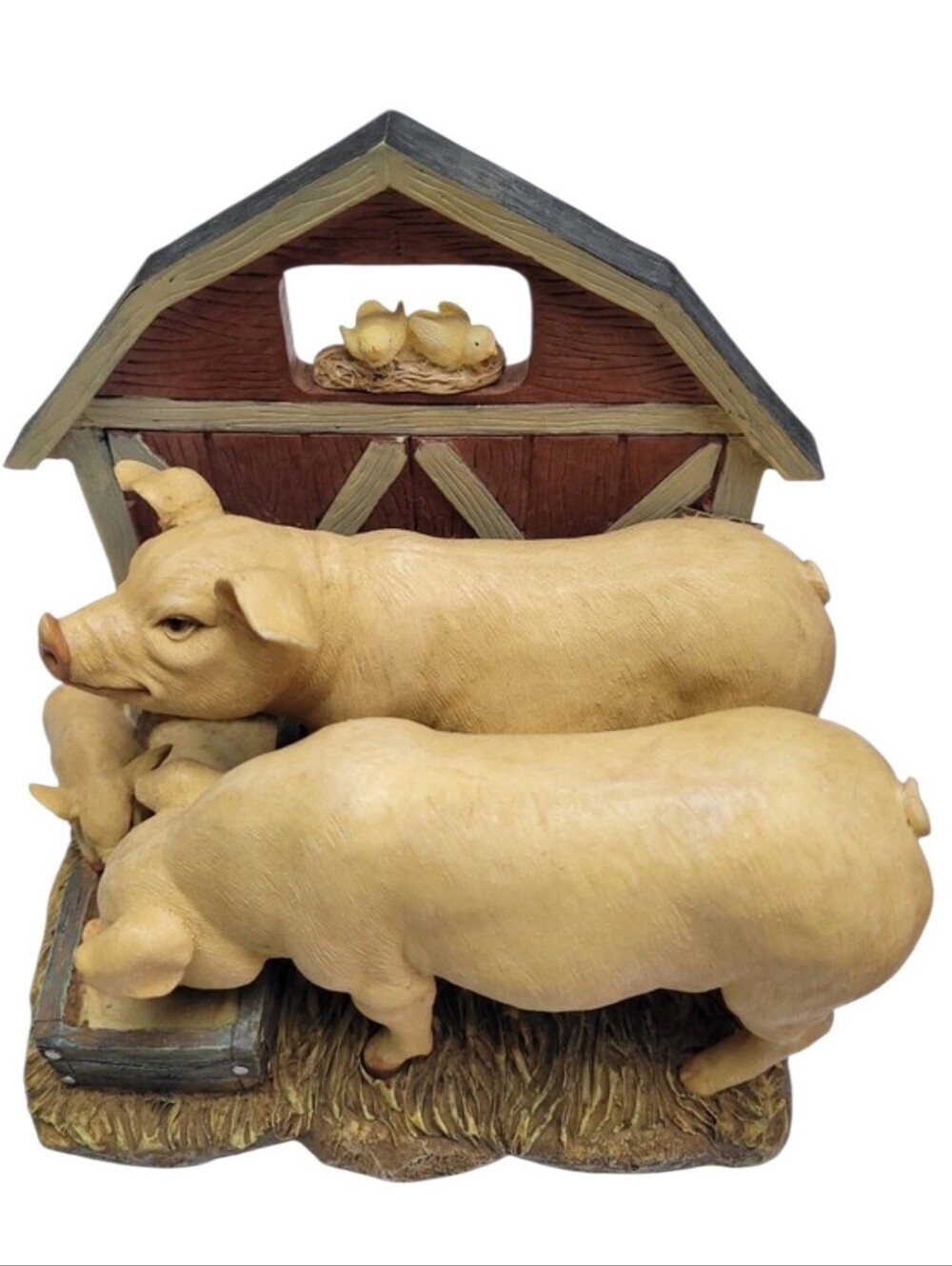 Adorable Vintage Cottage-core Farm Pig Family Sharing Dnner Together